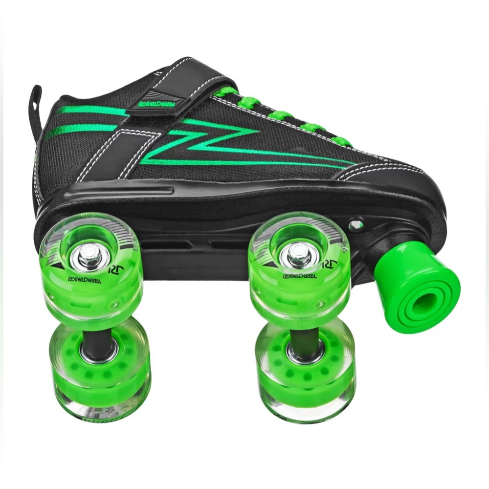 Roller Derby Blazer Boys Light Up Wheel Roller Skates Black Green 5 NEW IN BOX - Picture 3 of 12